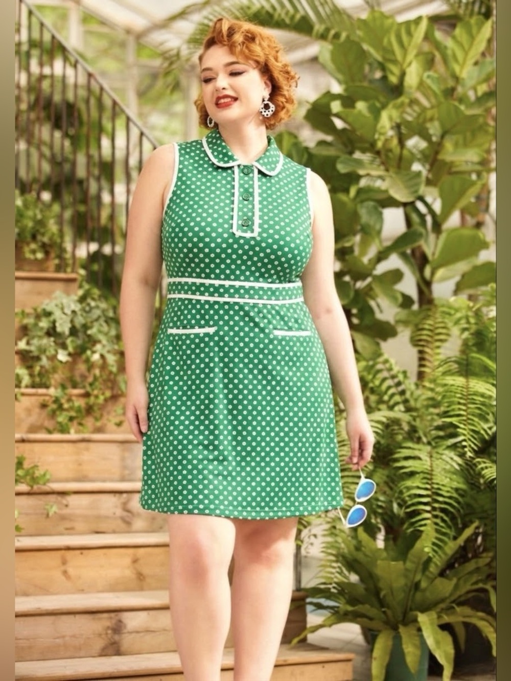 NWT ModCloth “Dreamboat” Green Ditsy Floral Print Knit Mini Dress